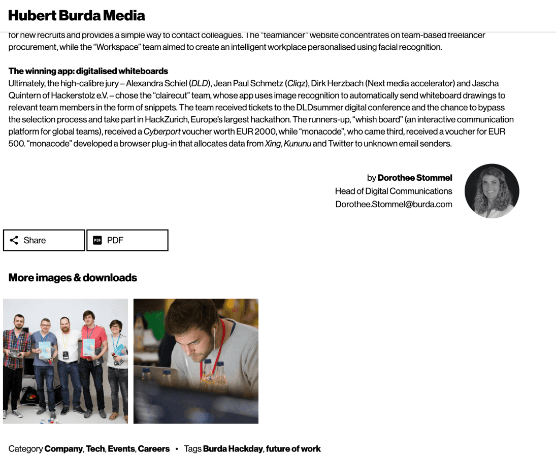 Web Article about the winners (ClaireCut App) of the Hackathon