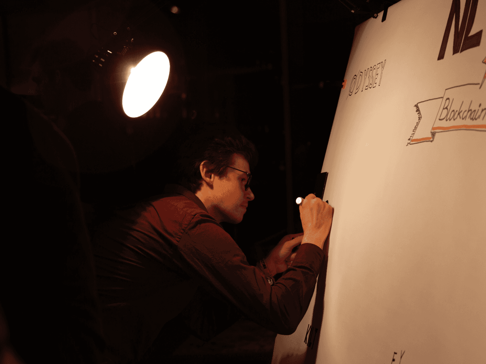Andre draws on canvas