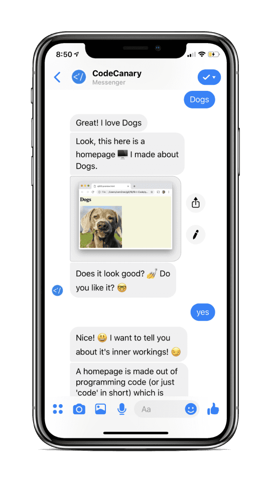 Example Screen of the CodeCanary App #1
